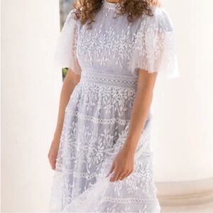 BNWT Ivy City Co Sicily Dress xxs women’s frost blue flutter sleeve